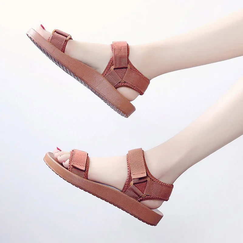 

Luxury Canvas Shoes Brand Summer Flat Women's Sandal Casual Slides Outdoor Beach Shoes Female Flip Flops Platform Sandals