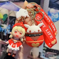 anime keychain genshin impact keyrings silicone figure cute klee cosplay doll kawaii bag pvc key chains fans collection gifts