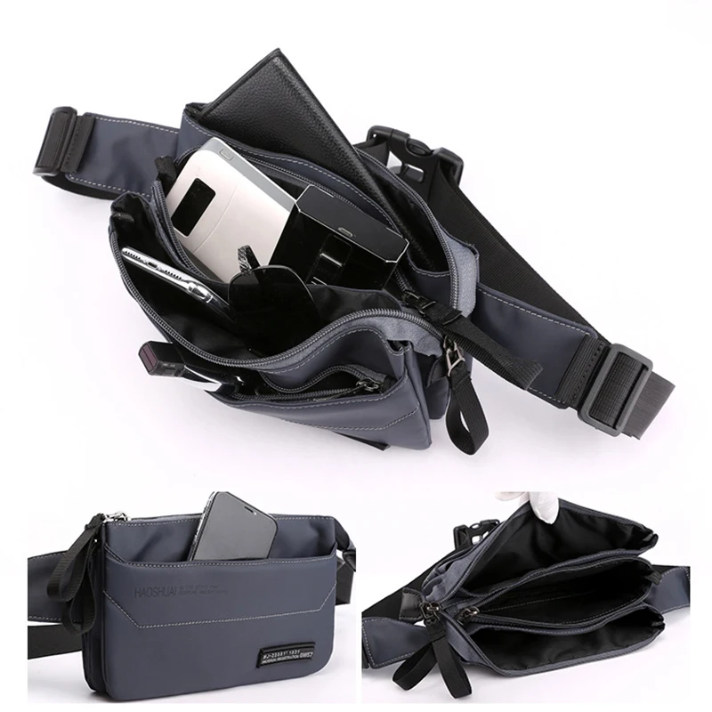 Мужская нейлоновая поясная сумка для бега денег многокарманный модный мужской