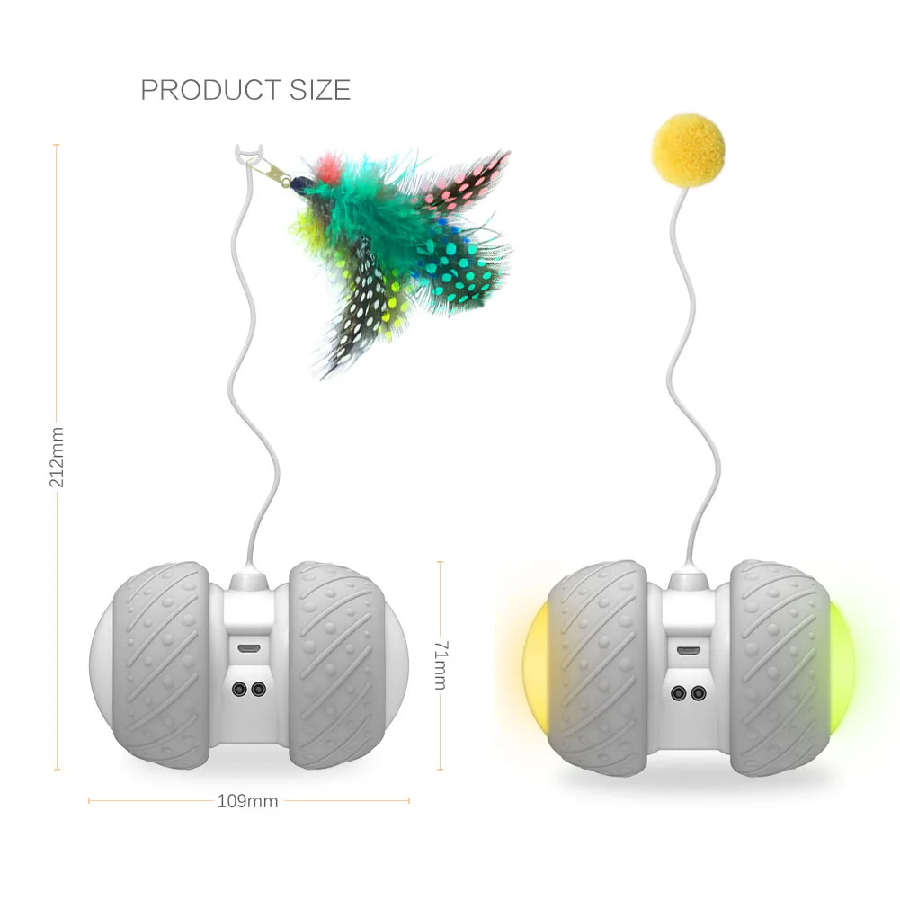 

Smart Interactive Cat Toy Lrregular Rotating Mode Toy Cats Funny Pet Game Electronic Cat Toy LED Light Feather Toys Kitty Balls