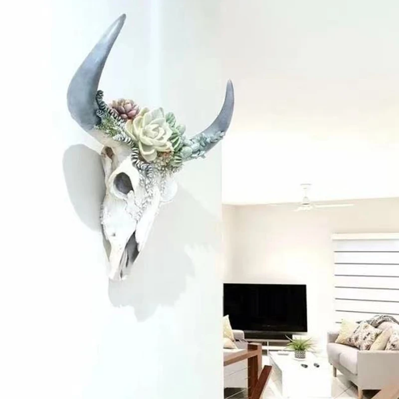 Полимерный длинный Рог голова КОРОВЫ черепа настенный Декор 3D Скульптура