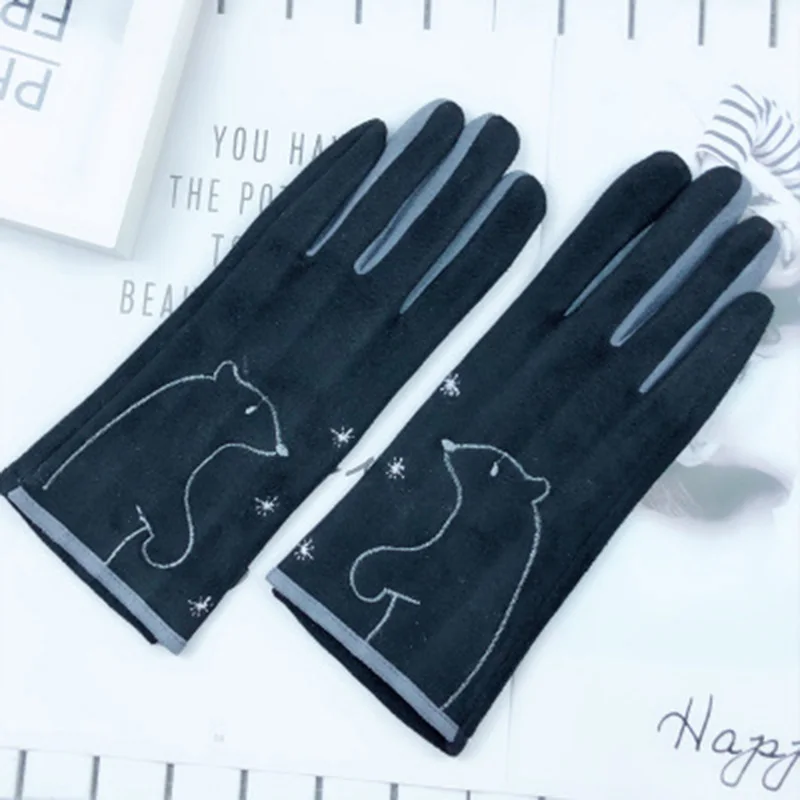 Женские бархатные перчатки для вождения толстые теплые замшевые варежки с