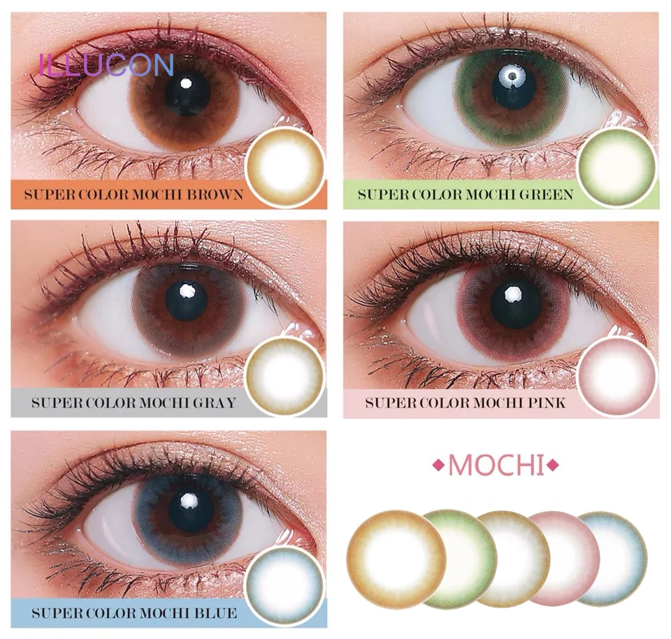 

ILLUCON 2pcs/ Pair Color Contact Lenses for Eyes Colored Cosmetic Soft Natural Contacts Lens Mochi Series