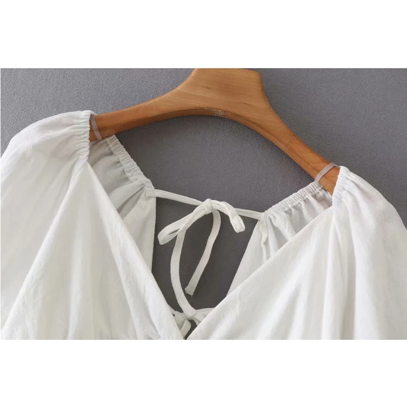 

Shirt tops 2021 summer pure cotton fashion deep V-neck women shirt casual chic comfortable street mix match young women shirt