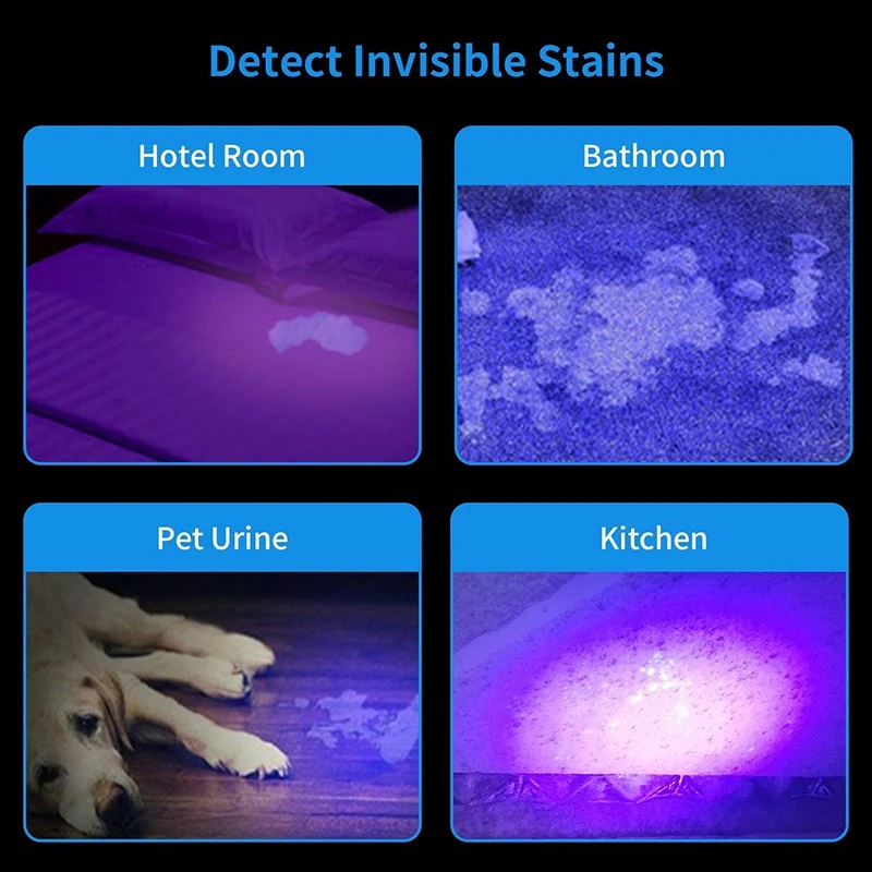 

21 LEDs Mini UV Black Light Flashlight - 395Nm Detector For Dog Pet Urine Stains Bed Bugs and Scorpions, 2 Pack