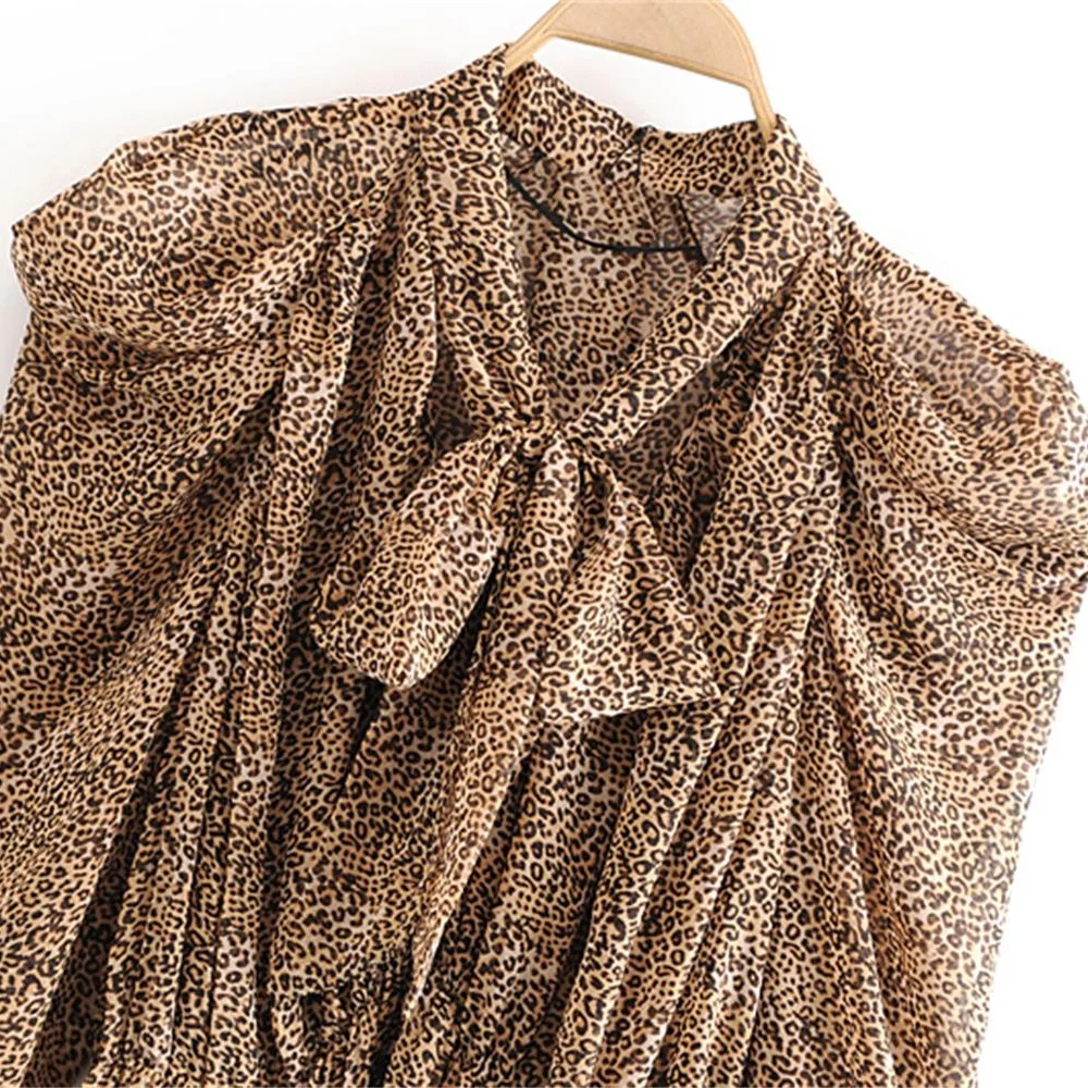 Женская Облегающая рубашка с леопардовым принтом V образным вырезом и длинным