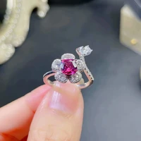 lanzyo 925 sterling silver rings natural garnet gemstone fine jewelry birthday for women new rings open rings j060611agsm