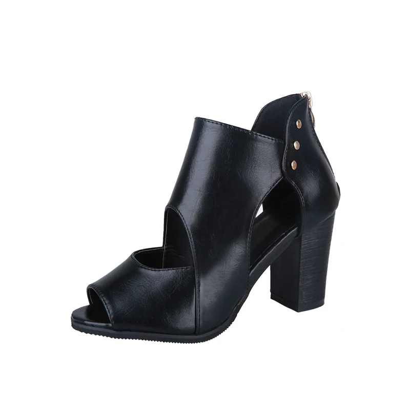 

Large size 34-42 Sandals New Summer 2021 thick heel open toe sandals sexy hollow out high heel fashion women's shoes