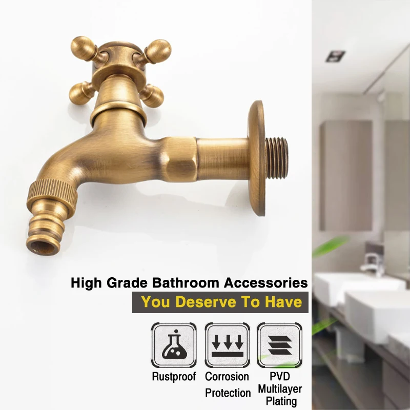 Античный смеситель для стиральной машины настенный кран из бронзы и латуни