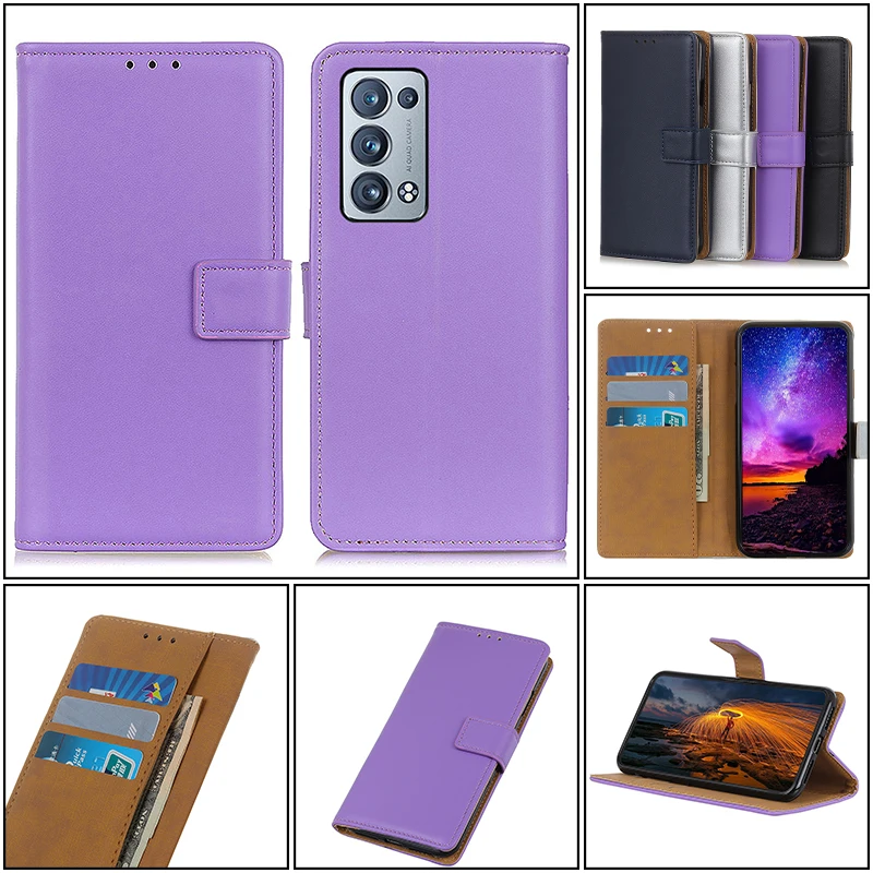 

Ultra Thin Flip Leather Case For OPPO Reno 6 6Z 5 5Z 5F 5A 4 4Z 3 3A ACE2 Plus Find X3 X2 Neo Lite Pro Shockproof Wallet Cover
