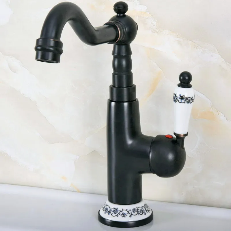 

Deck Mount Single Handle Basin Sink Faucet Bathroom Kitchen Swivel Spout Hot Cold Mixer Water Tap Dnf652