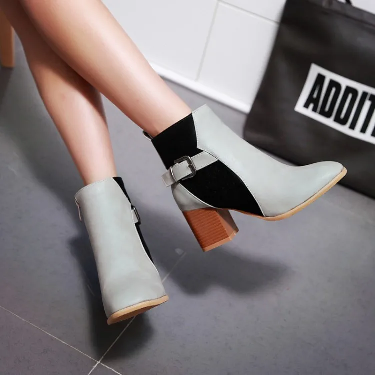 Большие размеры 10 Женская обувь Женские ботильоны ботинки зимняя с пряжкой |