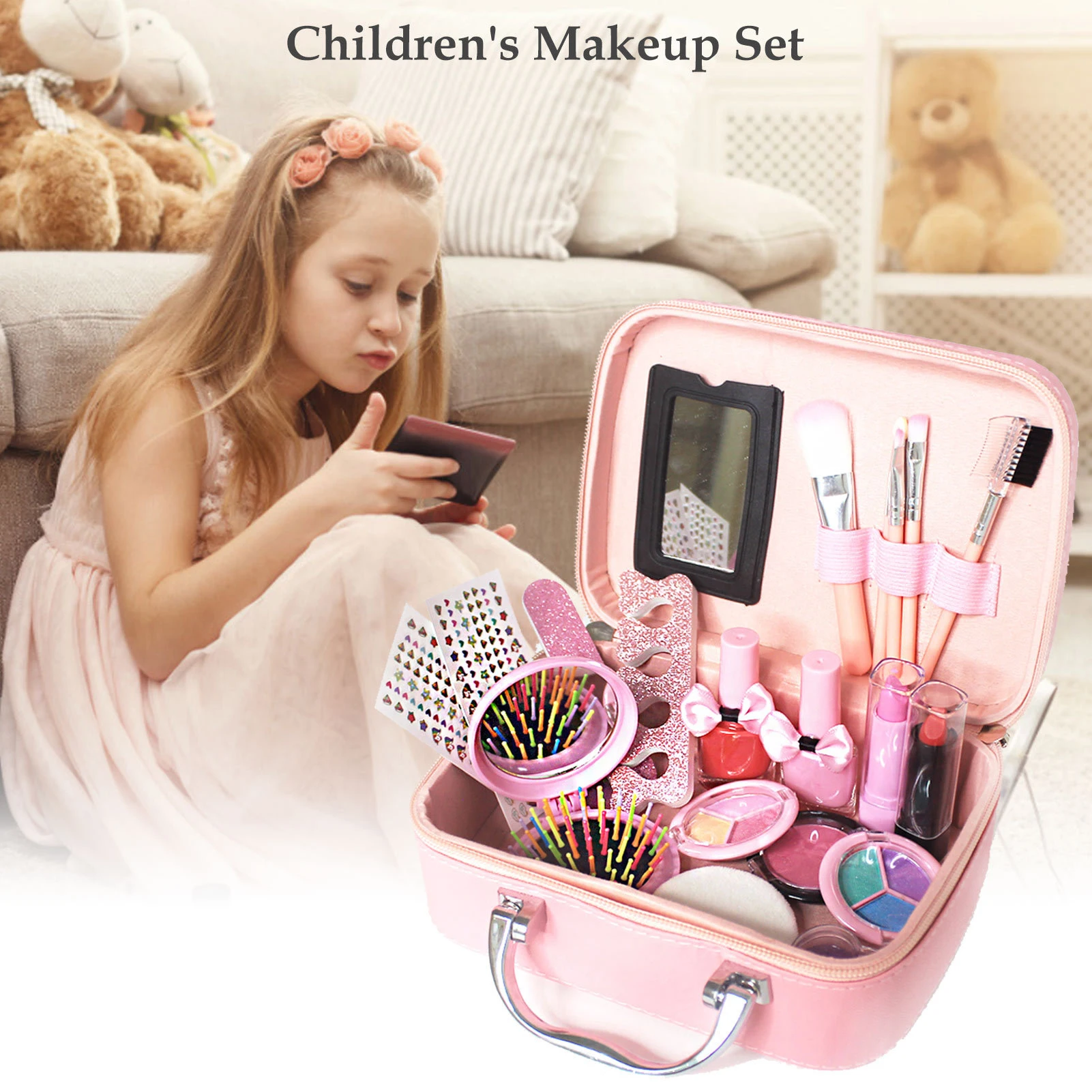Pretend Play Cosmetics Set Beauty Makeup Kit Children Girls Birthday Gift Toy Non-toxic Washable Box Baby | Игрушки и хобби