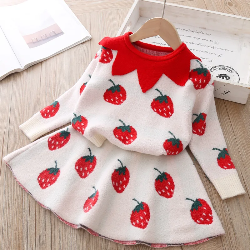 Детский трикотажный комплект одежды из 2 предметов рубашка и юбка|Комплекты для