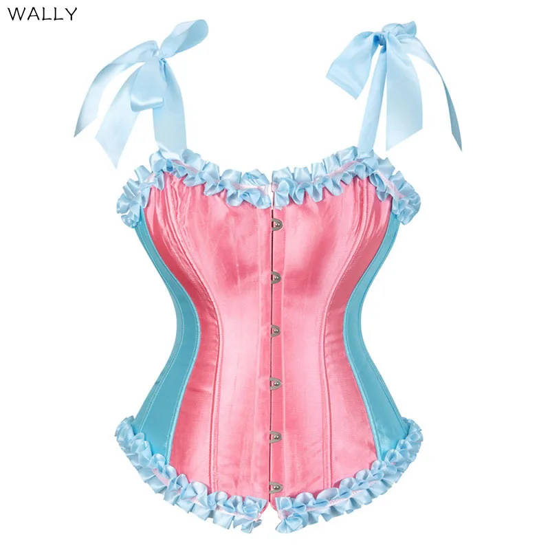 

Elegant Halter Floral Print Satin Corset Lace Up Bustier Bodyshaper Lingerie Party Clothing Plus Size S-2XL Overbust Top