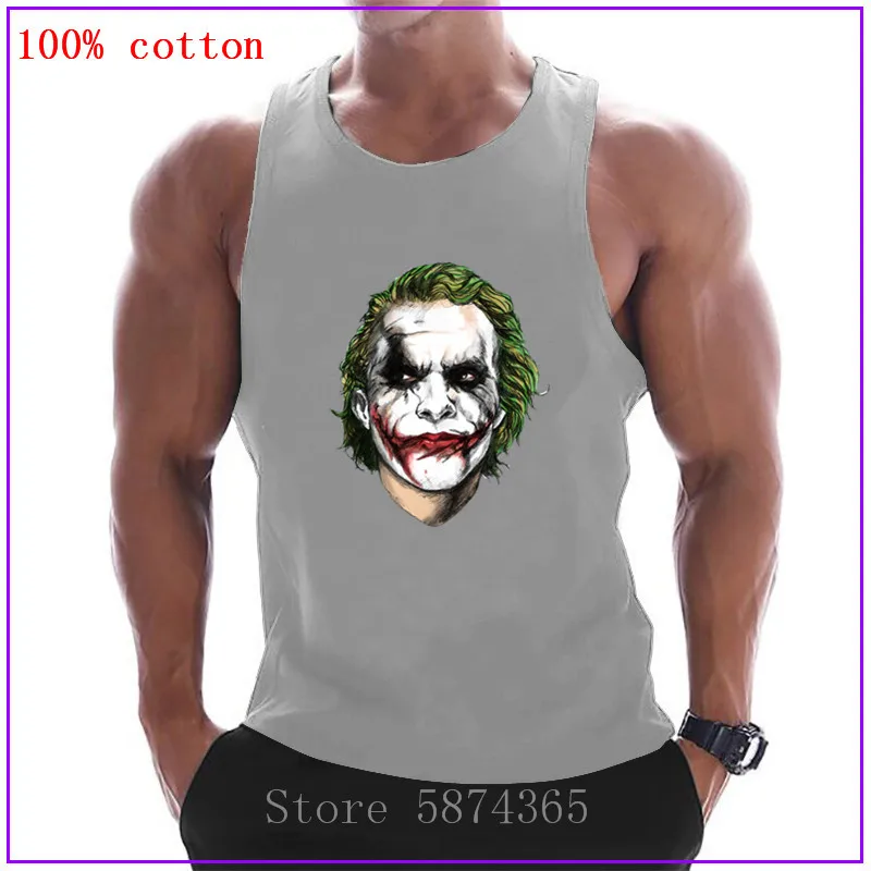 Joker эскиз Стиль T waifu2x_art_noise3_scale_tta_1 Для мужчин Бодибилдинг жилет Мужчин's летняя