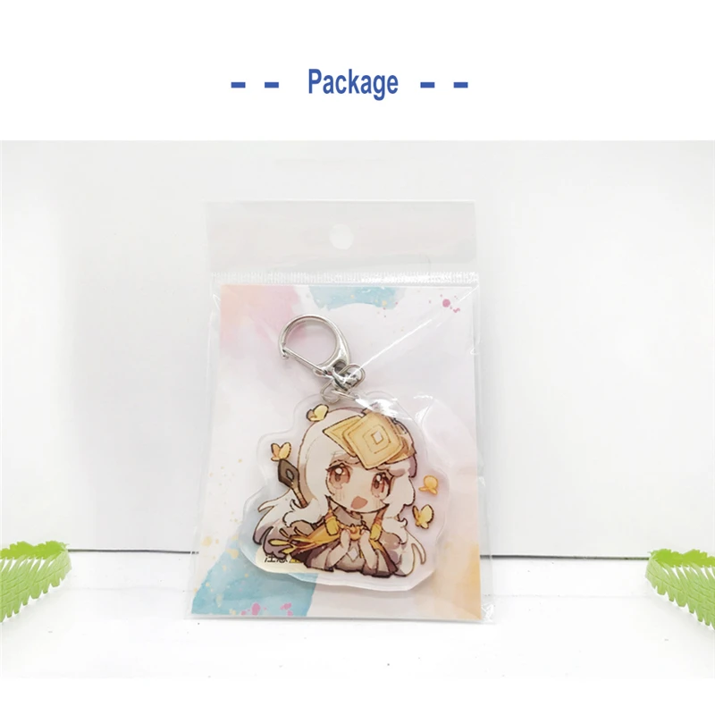 Милый аниме Genshin ударопрочный брелок Zhongli Chongyun Aether Kawaii Baizhu подарок мальчик