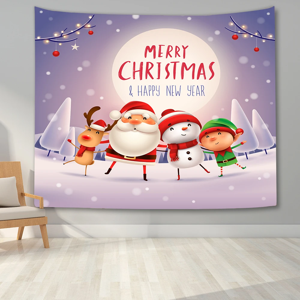 

Merry Christmas Tapestry Wall Hanging Decor Happy New Year Wall Tapestry Bedroom Wall Art Blanket Wall Decoration for Dorm