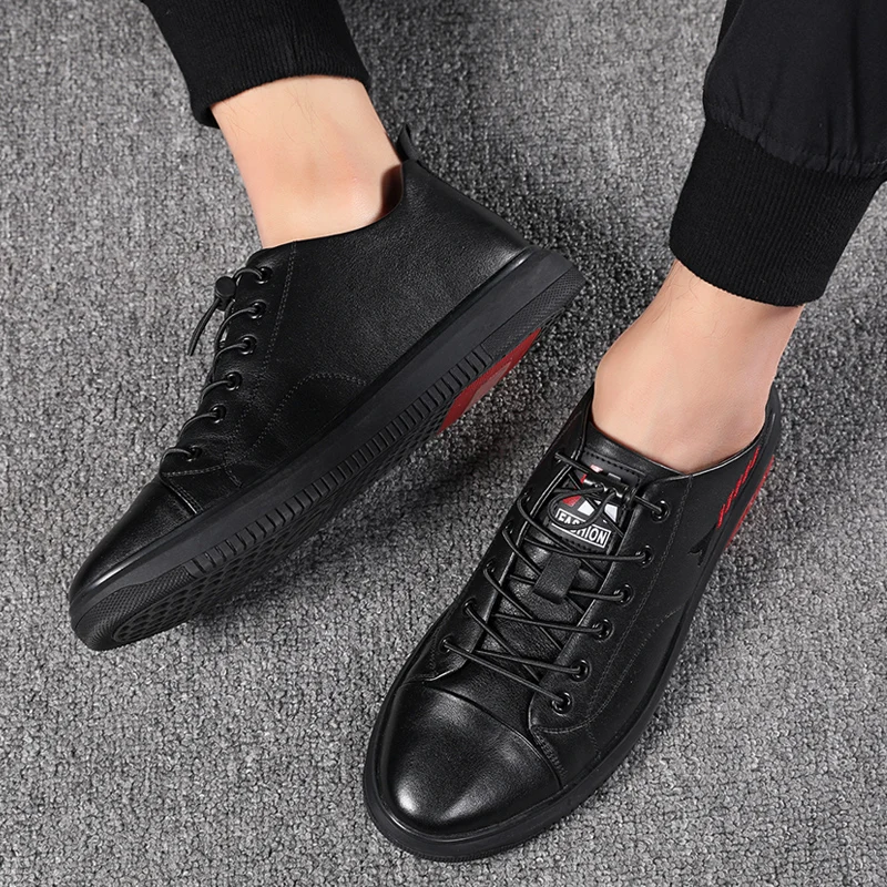 Мужская кожаная обувь с микрофиброй 2020 модная повседневная Нескользящие новые