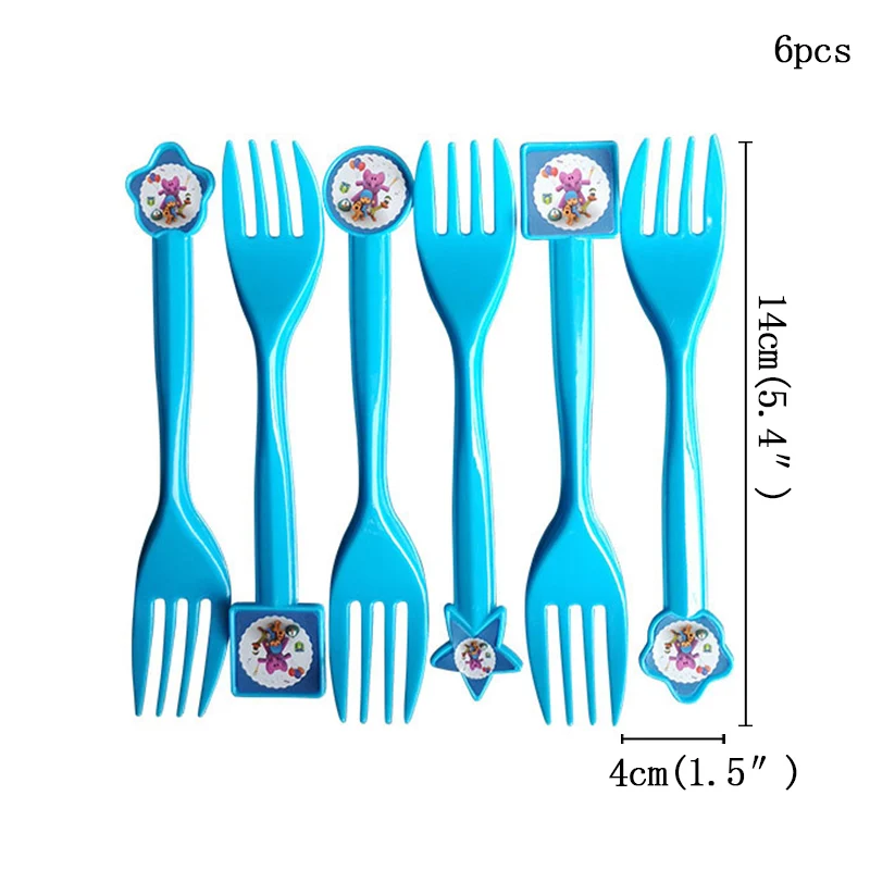 fork-6pcs Вечерние принадлежности POCOYO детская тематическая вечеринка на день рождения украшения новорожденного ребенка душ продукты украшения одноразовые чашки - Цвет: fork-6pcs