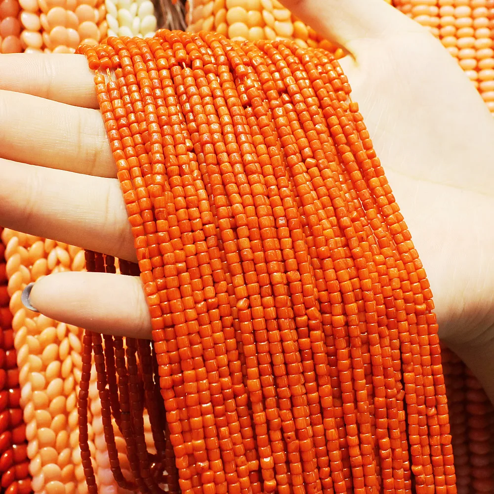 

3-4mm Small Size Coral Beads Strand Natural Jewelry Loose Beads Orange Color 2020New Beads for Jewelry Making Necklace Bracelet