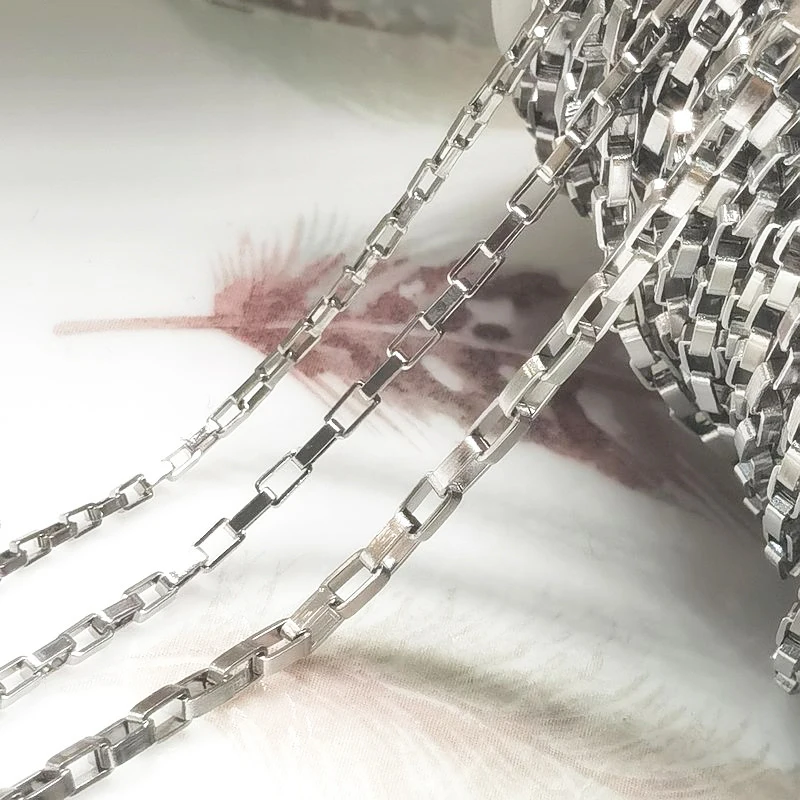 

1meter Stainless Steel Box Chain Necklace DIY Jewelry Findings Making Men Women Wholesale Link Chains Accessories 1.5 2.0 2.5mm