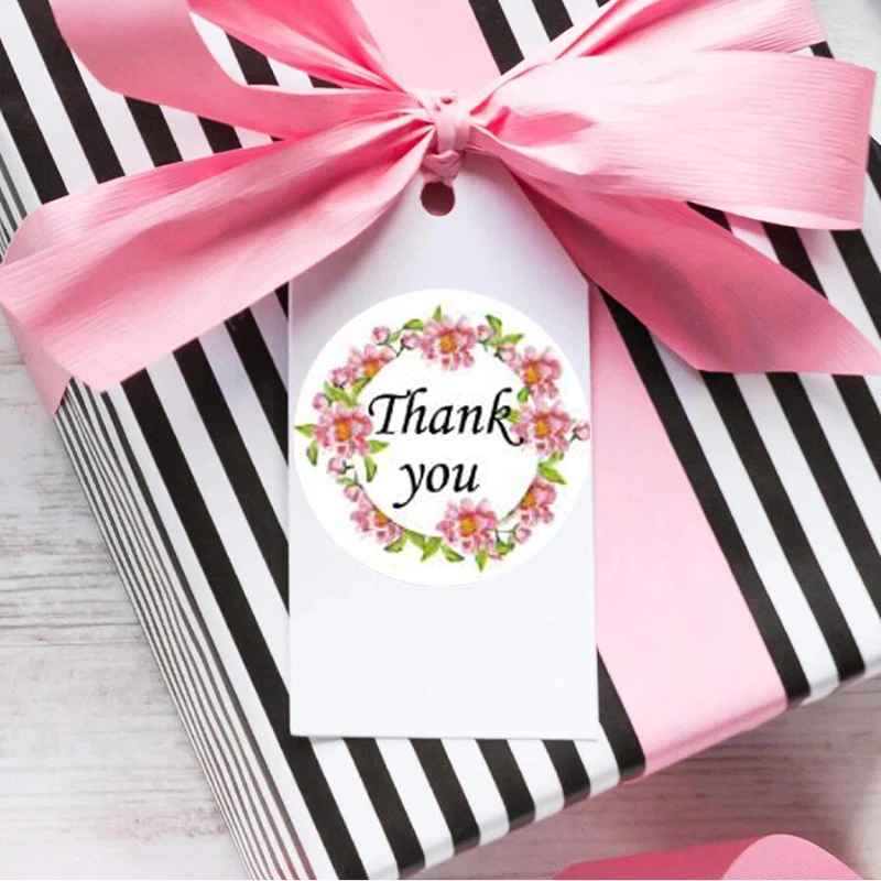 

500Pcs 1.5 Inches Thank You Flower Adhesive Stickers Baking Gift Sealer Wrapping