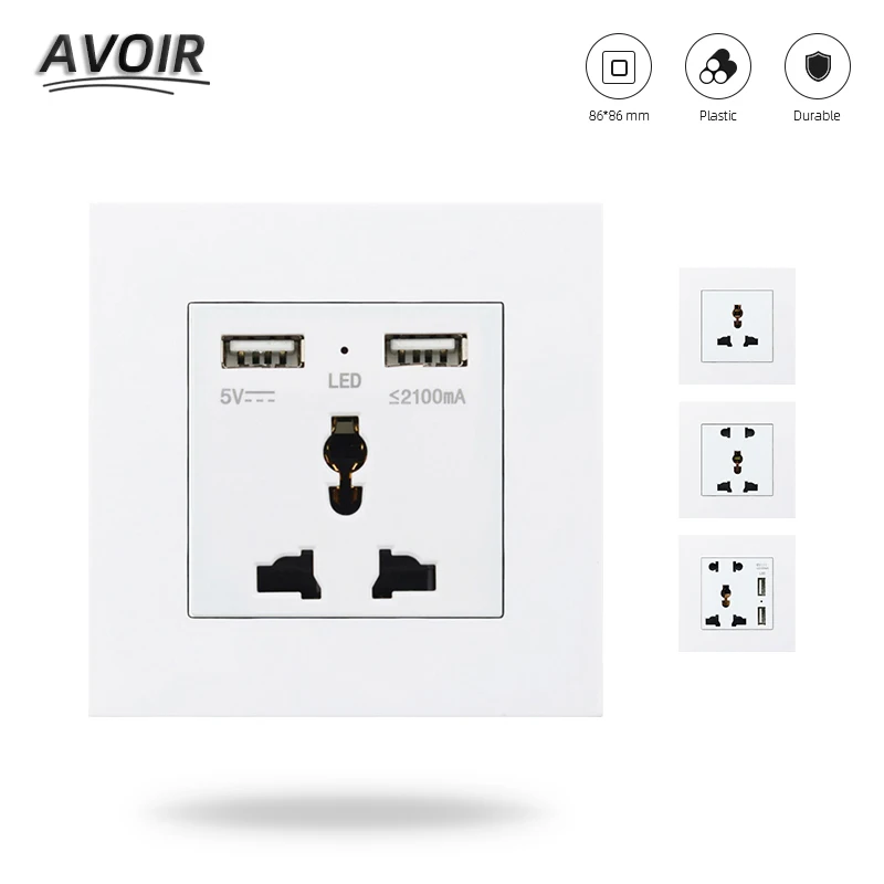Настенная розетка Avoir с двумя USB портами 2 1 А универсальный блок питания из