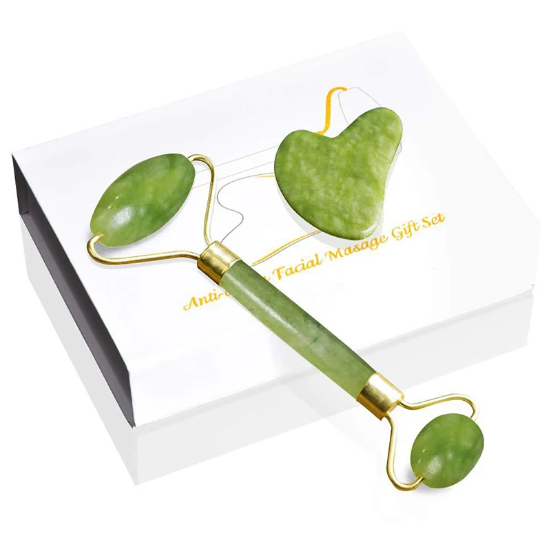 

Ролик для массажа лица Нефритовый камень для похудения, лифтинга лица, для рук и тела, расслабление кожи, Двойные головки, инструменты для кр...