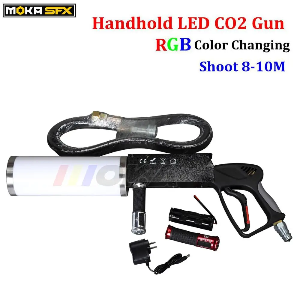1 Pcs/lot RGB led co2 jet gun dj fog shooter battery stage effect special fx spray 6M free 3m hose | Лампы и освещение
