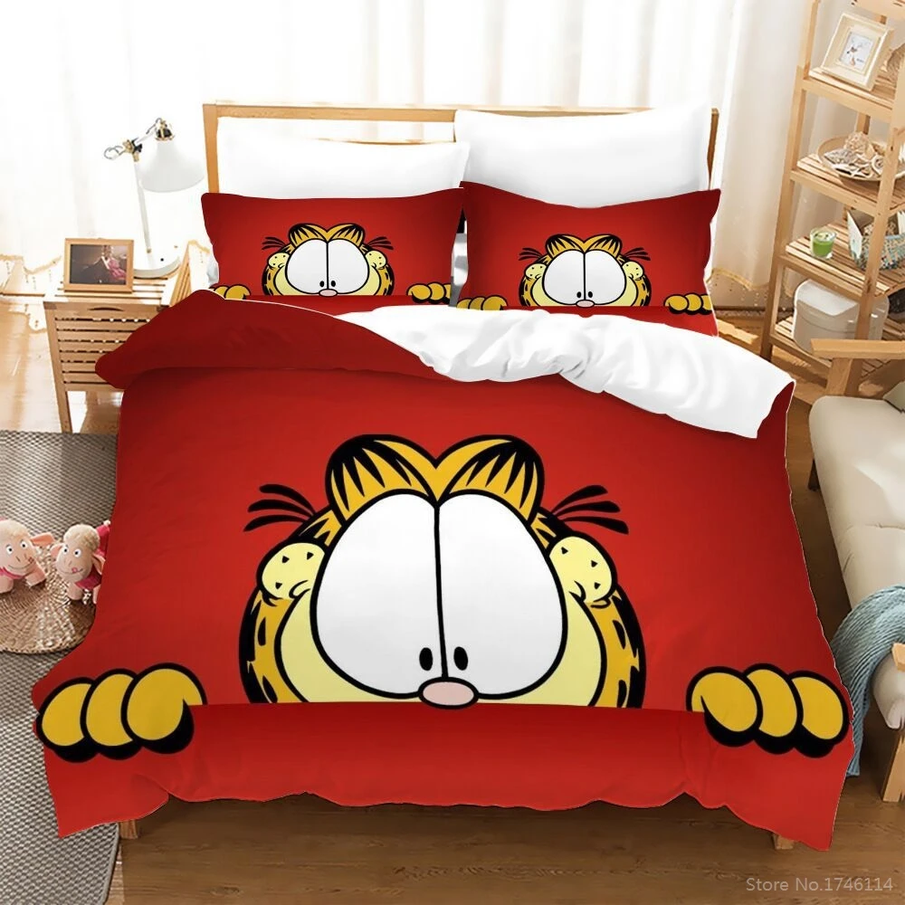 

Cute Cartoon Cat Garfield 3d Bedding Set Queen King Duvet Cover Set Comforter Cover with Pillowcase Set Home Textile Bedclothes