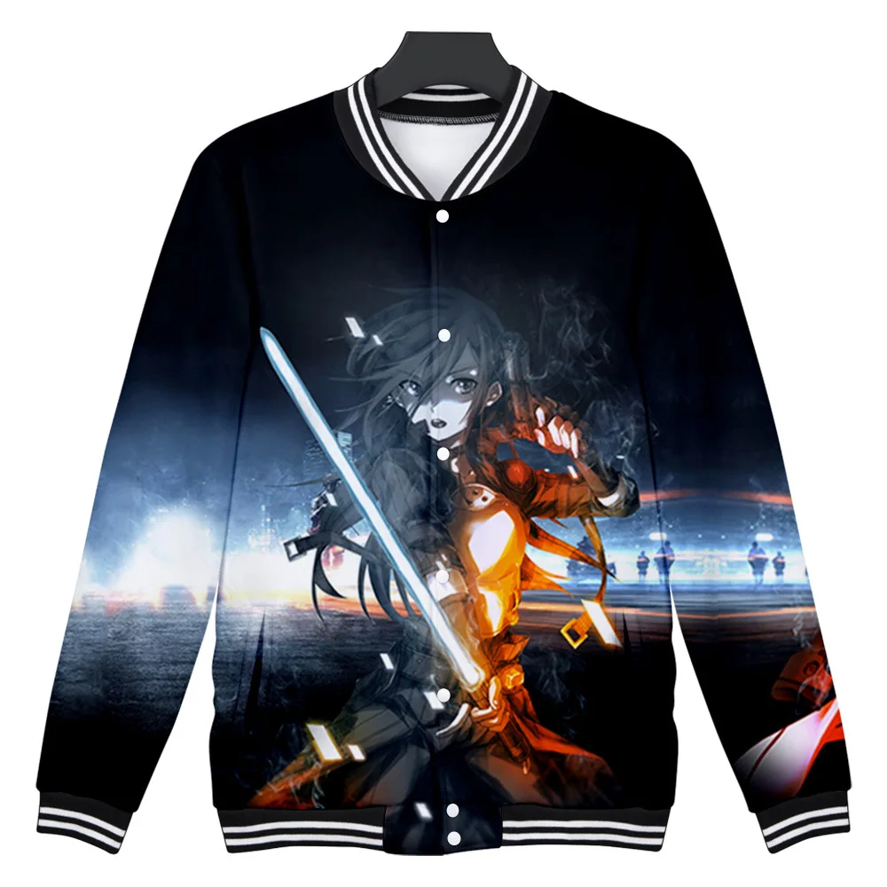 Бейсбольная куртка на молнии с 3D принтом аниме Сан меч для женщин и мужчин бомбер