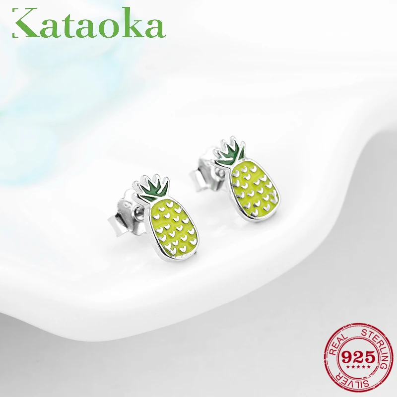 Женские серьги-гвоздики в форме ананаса из серебра 2018 пробы | Украшения и