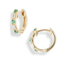 original brand minimalist wholesale jewelry gold plated silver 925 diamond cz emerald huggie hoop earrings