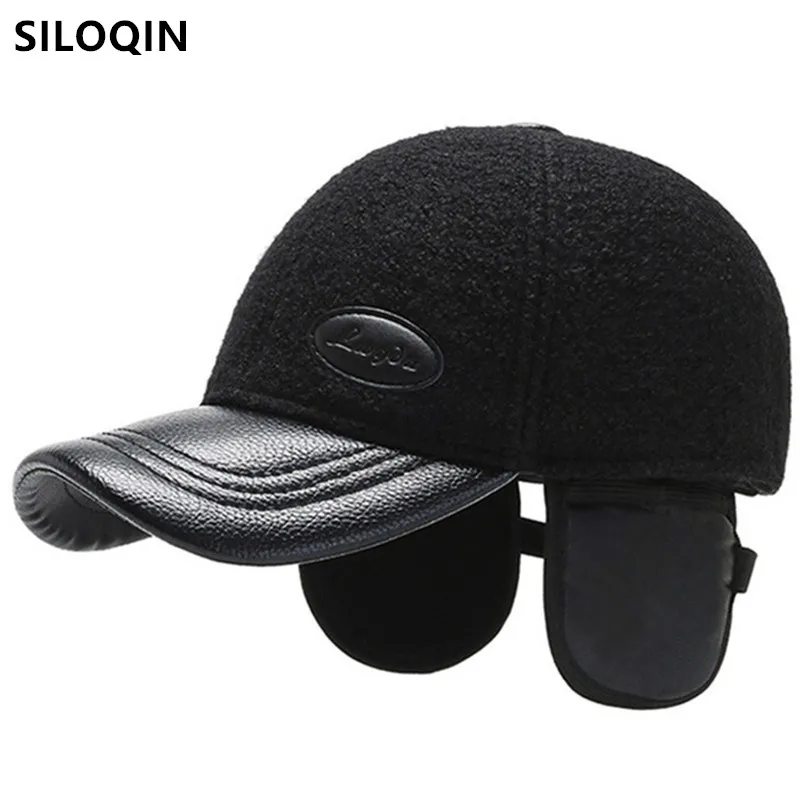 

SILOQIN Snapback Cap New Winter Men's Warm Baseball Cap Plus Velvet Thick Earmuffs Hat Adjustable Size Casual Sports Cap Dad Hat