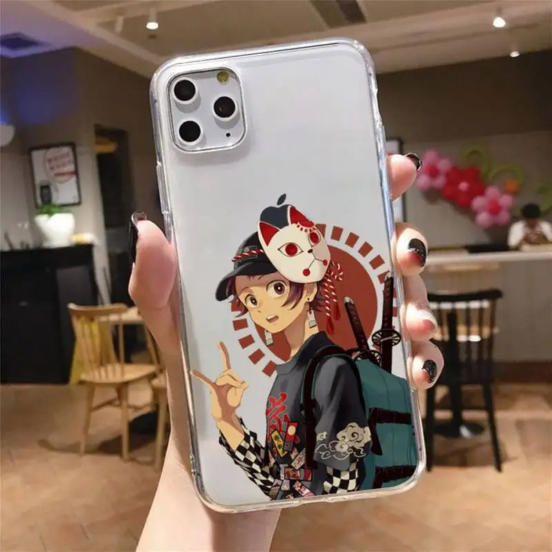 

Kimetsu No Yaiba Demon Slayer Anime Phone Case Transparent for iPhone 11 12 mini pro XS MAX 8 7 Plus X XR