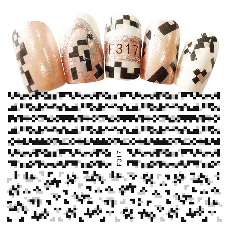 

3D Nail Sticker Mosaic Code Design Nail Art Decorations Stickers Foil Decals Wraps Manicure Accessories Nails Decoraciones