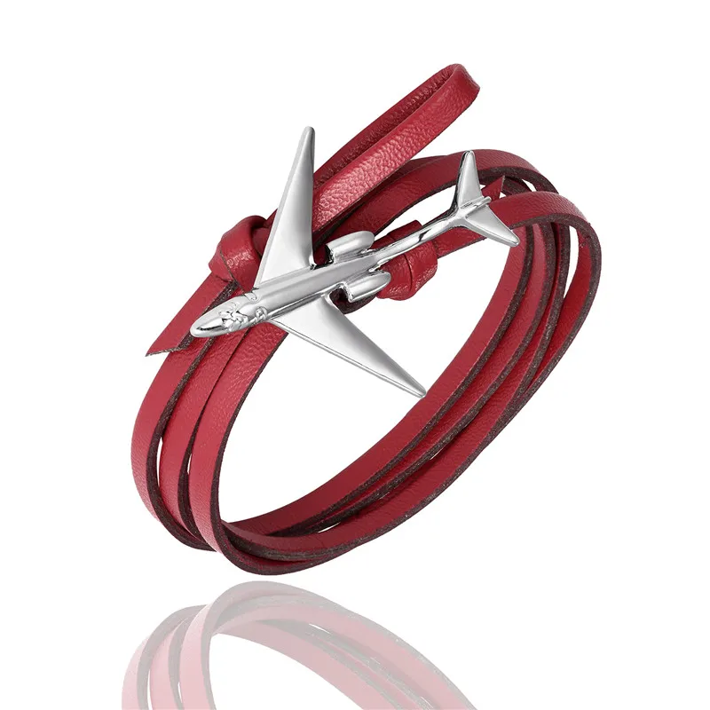 Silver Wine Red MKENDN модный многослойный амулет кожаный браслет с якорем для мужчин и женщин в морском стиле с металлическими спортивными крючками - Окраска металла: Silver Wine Red