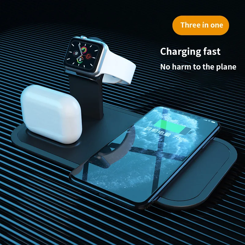 

The New Three-in-one Wireless Charger Is Suitable For Mobile Phones Apple Earphones Apple Watch Chargers