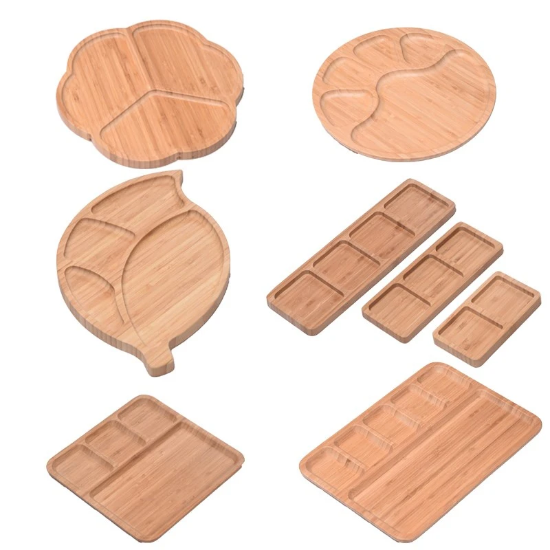 

Creative Fresh Food Preservation Tray Bamboo Bowls Plates Solid Wood Food Pan Plate Fruit Dishes Trays Base Solid Wood Plate