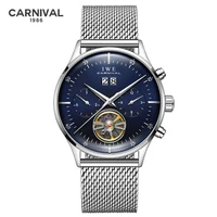 carnival brand fashion mechanical watch for men luxury sapphire automatic wristwatch waterproof business clock relogio masculino
