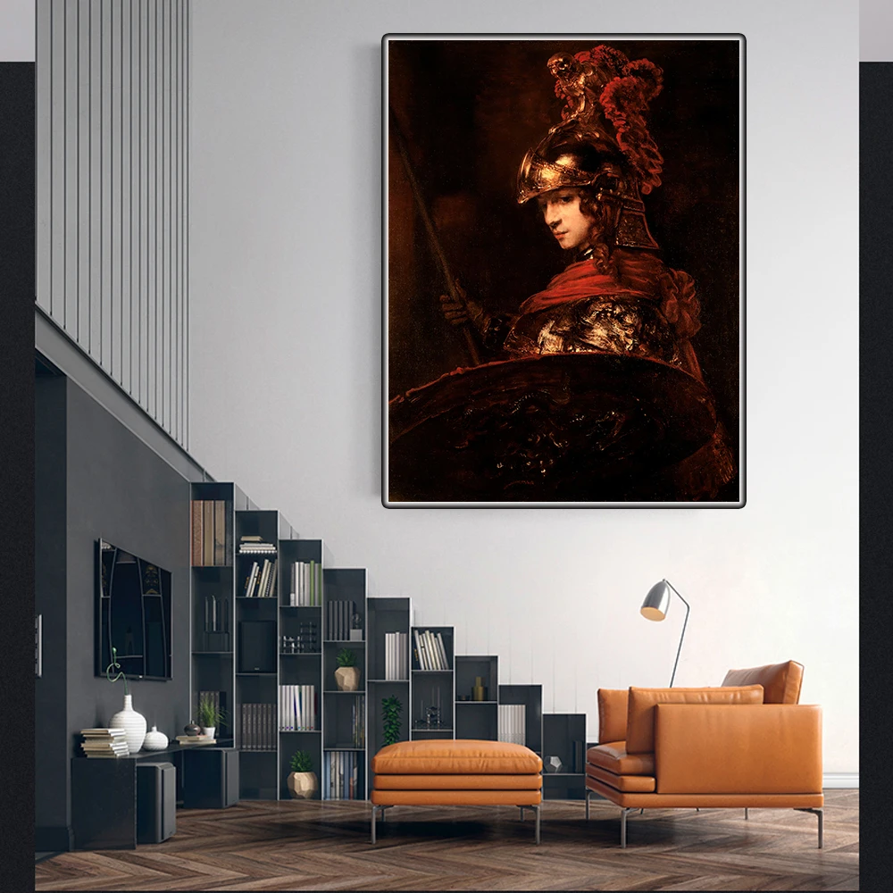 

Pallas Athena by Rembrandt Canvas Oil Painting Famous Artwork Poster Picture Modern Wall Decor Home Living room Decoration