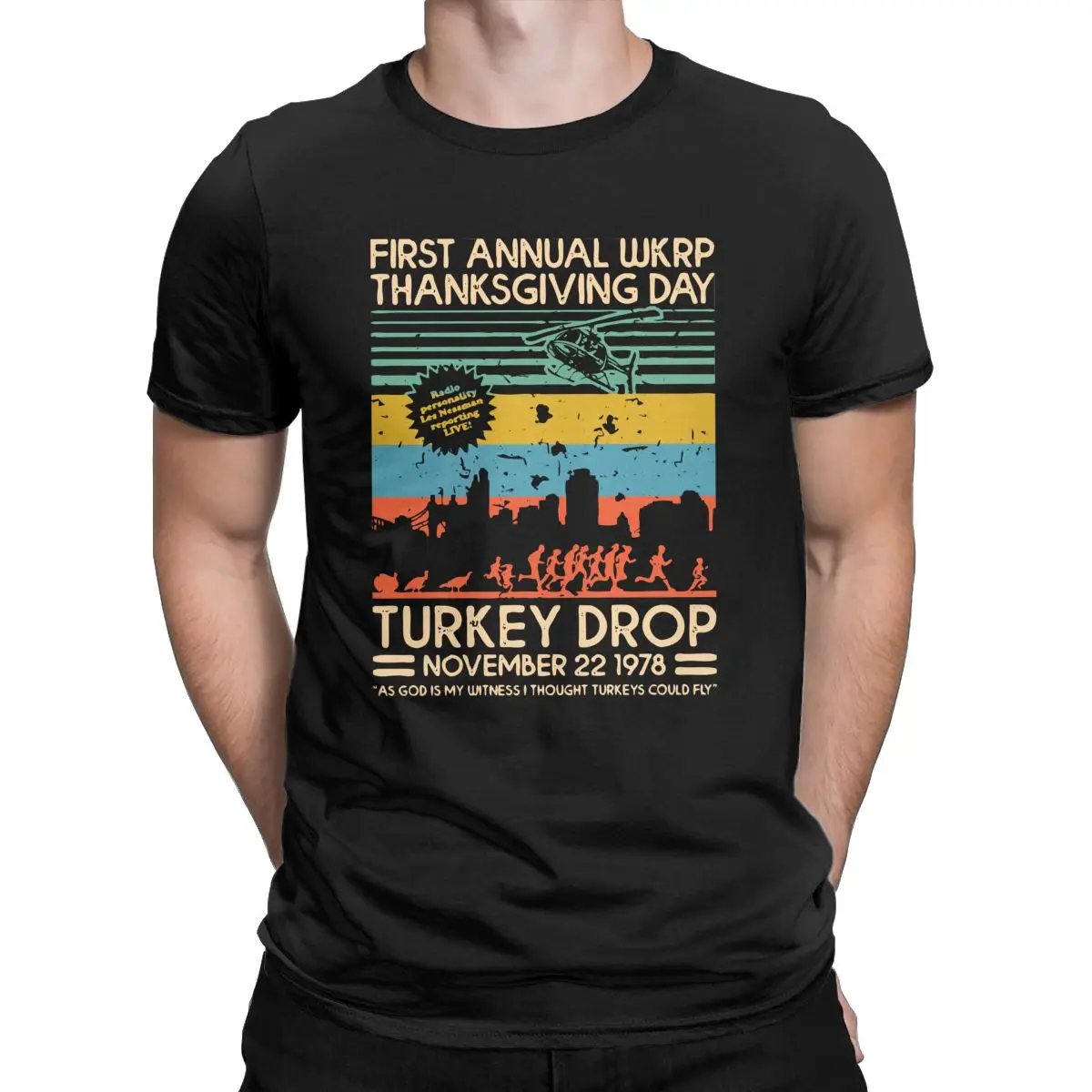 

Men Women's First Annual Wkrp Thanksgiving Day Turkey Drop T Shirts Cotton Clothes Vintage Short Sleeve Tee Plus Size T-Shirts