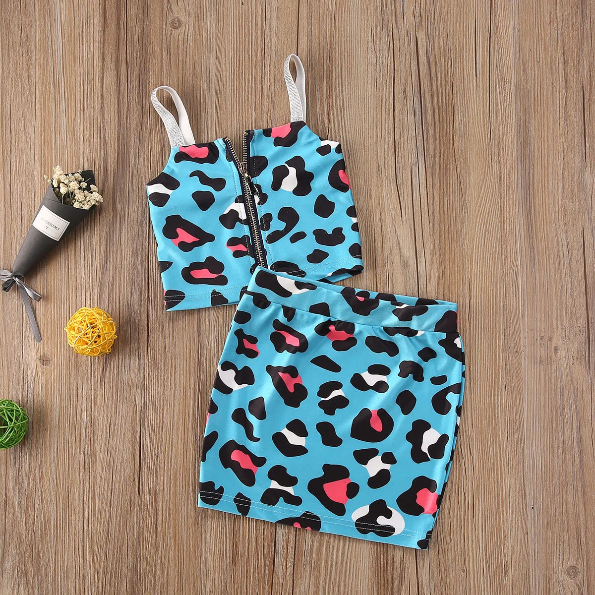 Модный леопардовый комплект одежды для новорожденных девочек жилет без рукавов