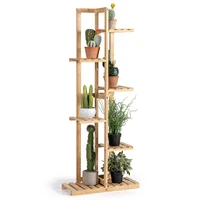 costway 7 potted 6 tier plant stand rack bamboo display shelf for patio yard hz10011