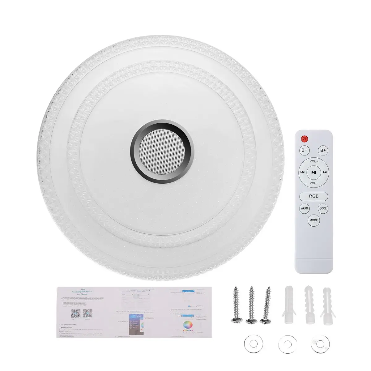 

100W LED Ceiling Light bluetooth Speaker Music Ceiling Lamp Cell Phone APP Control Dimmable Lamp Home Light 110-220V 41CM