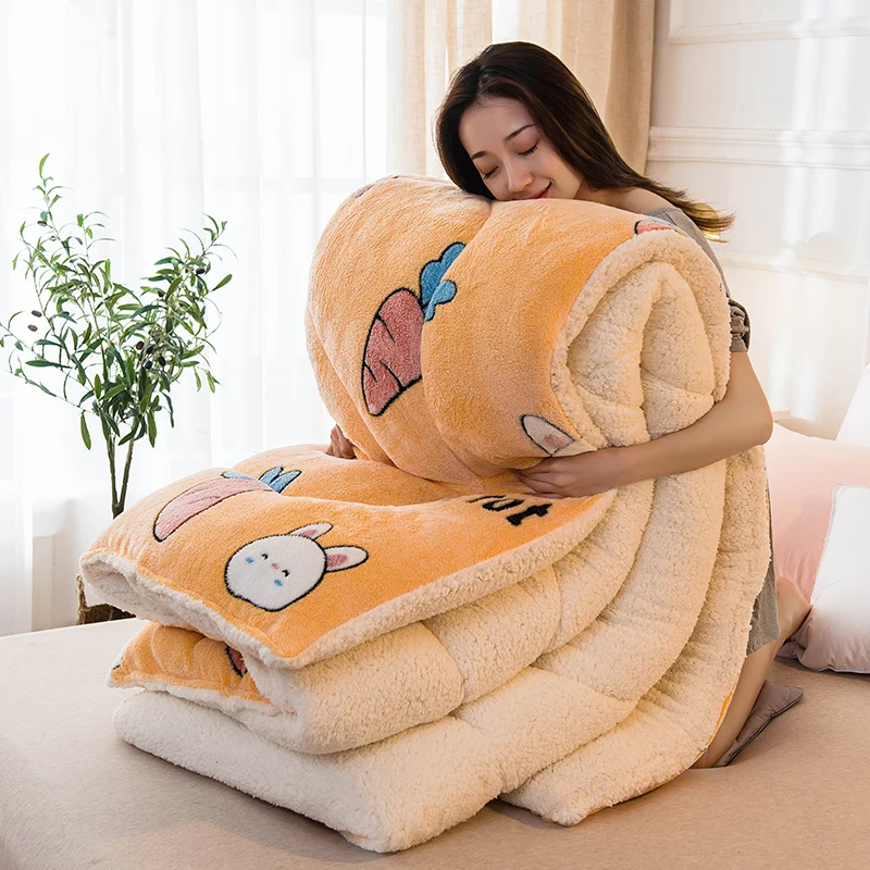 

Зимнее одеяло 5 кг, двухстороннее искусственное утолщенное теплое осеннее плюшевое одеяло, симпатичное стильное весеннее одеяло, супер теплое одеяло из ягненка