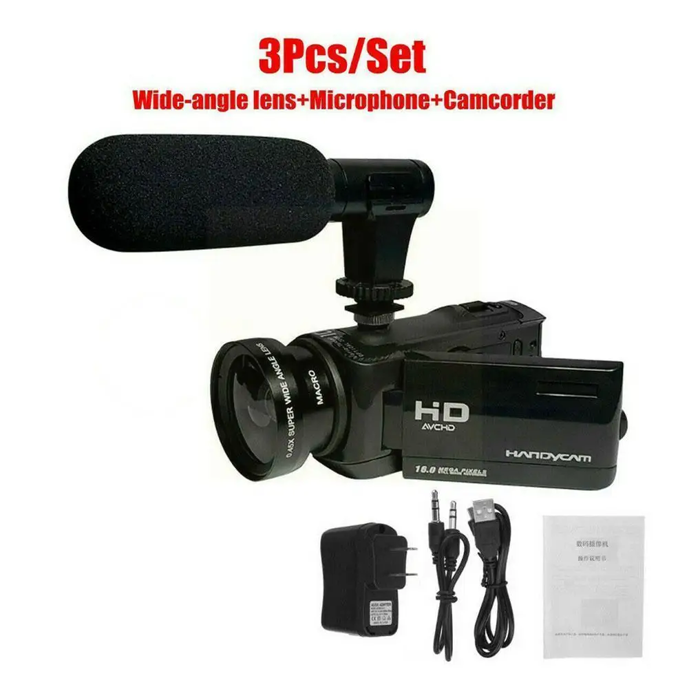 

1080P HD 16x Zoom Digital Camcorder Video Camera DV Microphone Recorder External Camera F2C7