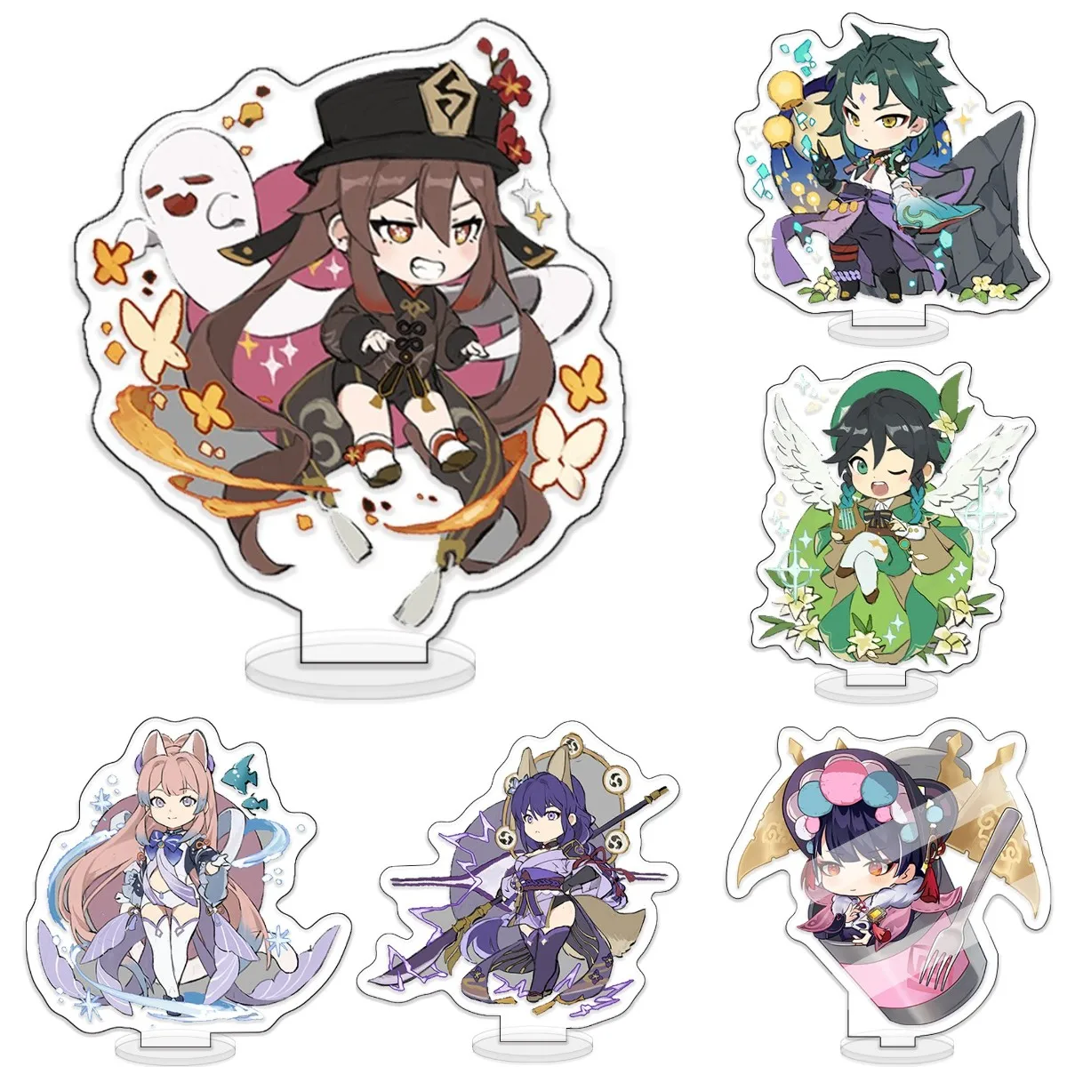 

Anime Genshin Impact Cospaly Game Xiao Hutao Raiden Shogun Acrylic Stand Model Plate Desk Decor Collect Gifts Standing Sign Fan