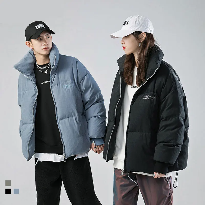 

Letter Jacket Mens Parkas 2020 Winter Warm Casual Brushed Soft Top Bread Coats Japanese Couple Loose Thick Malewear Quality